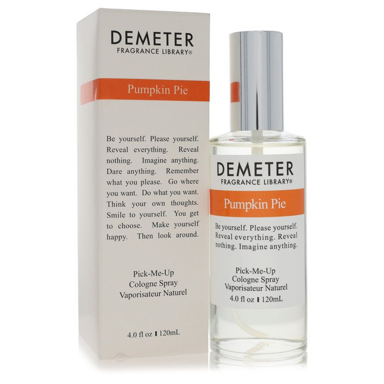 Demeter Pumpkin Pie cologne spray bottle and packaging on a white background