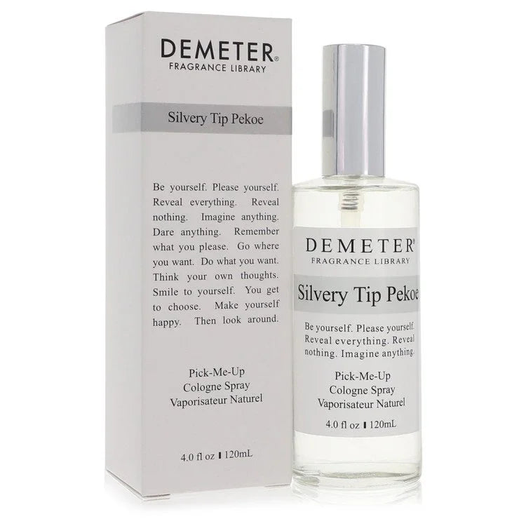 “Demeter Silvery Tip Pekoe white tea perfume featuring White Tea, Green Tea, and Clean Musk”
