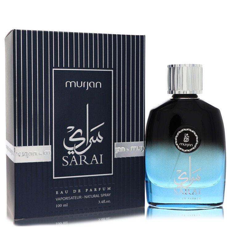 Murjan Sarai perfume bottle and packaging on a white background