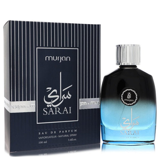 Murjan Sarai perfume bottle and packaging on a white background