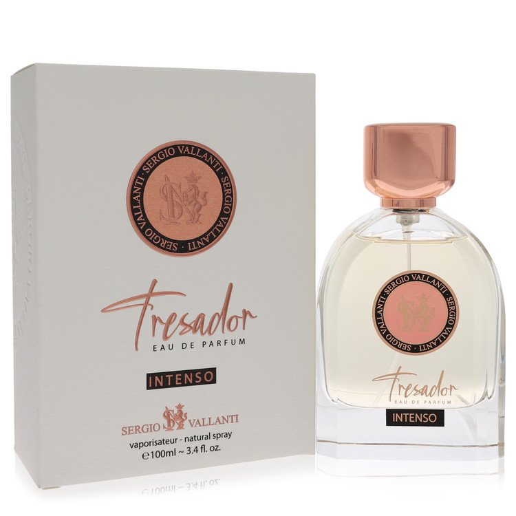 Dumont Tresador Intenso Eau de Parfum bottle - Floral spicy woody fragrance with citrus, bergamot, orange blossom, jasmine, pepper, geranium, patchouli, amber, and cedarwood