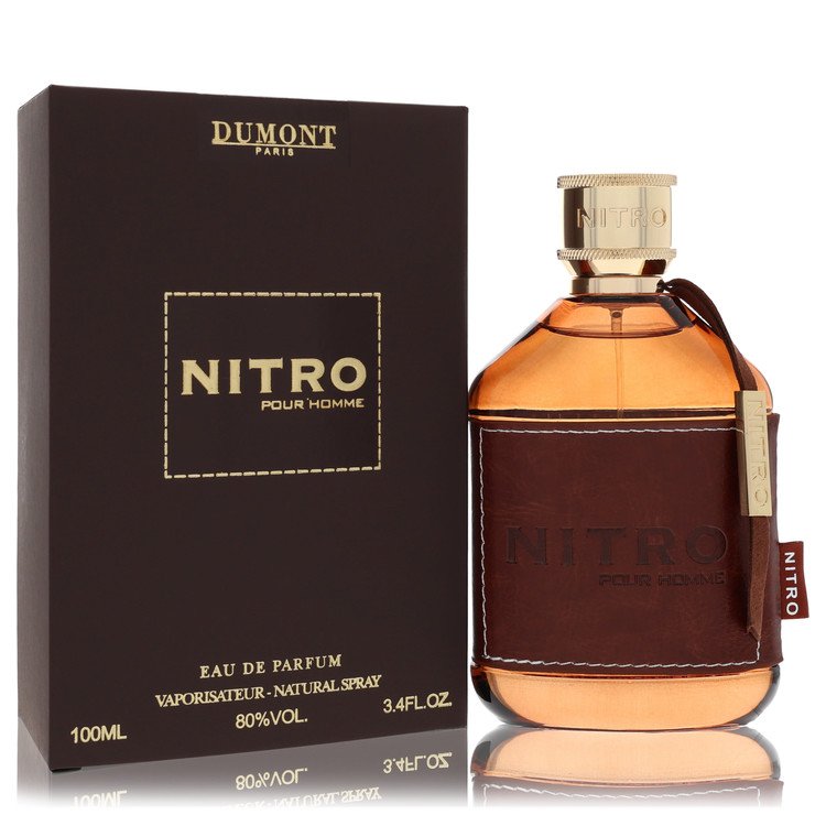 Dumont Nitro pour homme perfume bottle and packaging on a white background