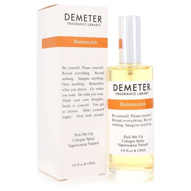 Demeter Butterscotch cologne spray bottle and packaging on a white background