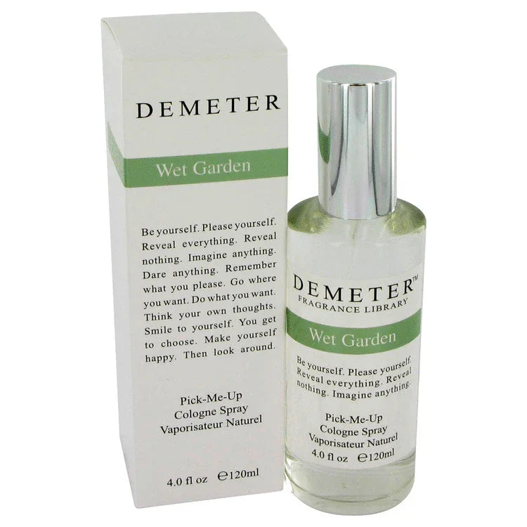 Demeter Wet Garden cologne spray bottle and packaging on a white background