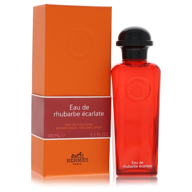 Hermes Eau de Rhubarbe Ecarlate Eau de Cologne bottle - Citrus floral fragrance with rhubarb, red berries, and white musk