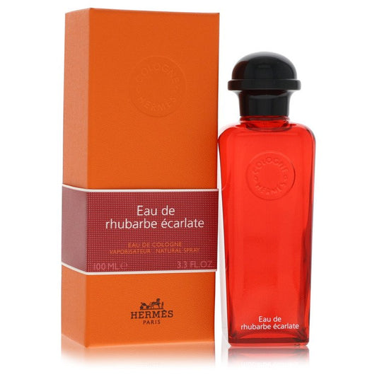 Hermes Eau de Rhubarbe Ecarlate Eau de Cologne bottle - Citrus floral fragrance with rhubarb, red berries, and white musk
