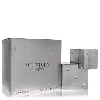 Your Turn by Billie Eilish bottle with warm woody fresh fragrance profile