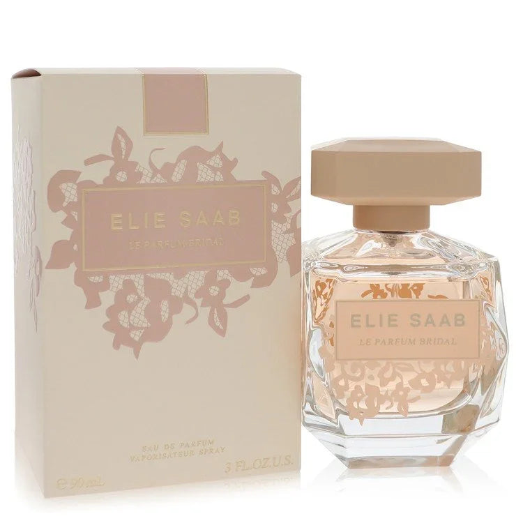 Elie Saab Le Parfum Bridal perfume bottle with orange blossom, neroli, gardenia, ylang-ylang, vanilla, amber, musk and benzoin
