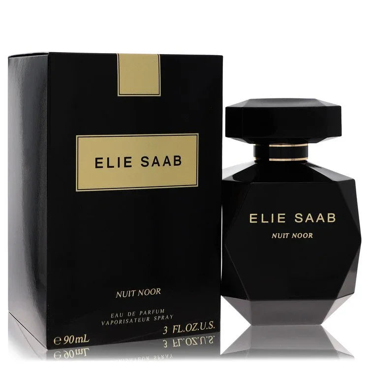 Elie Saab Nuit Noor perfume bottle and packaging on a white background