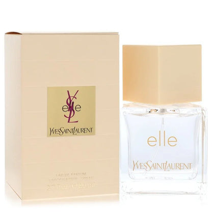 Yves Saint Laurent Elle Perfume bottle — floral woody musk women’s Eau de Parfum with litchi, peony, Amalfi lemon, pink pepper, rose, jasmine, freesia, patchouli, cedar, vetiver, and ambrette.
