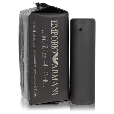 Emporio Armani perfume bottle and packaging on a white background