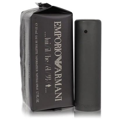 Emporio Armani perfume bottle and packaging on a white background