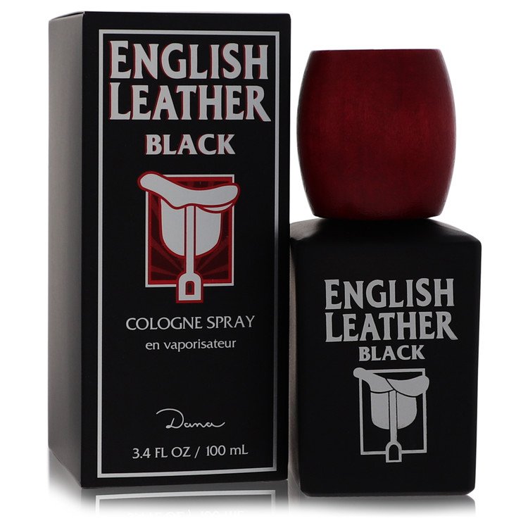 English Leather Black Cologne by Dana bottle with bergamot, coriander, leather, rosemary, musk and sandalwood
