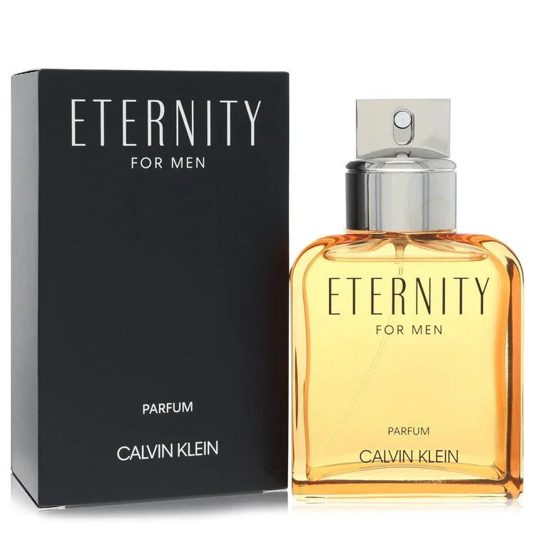 Calvin Klein Eternity for Men parfum bottle and packaging on a white background