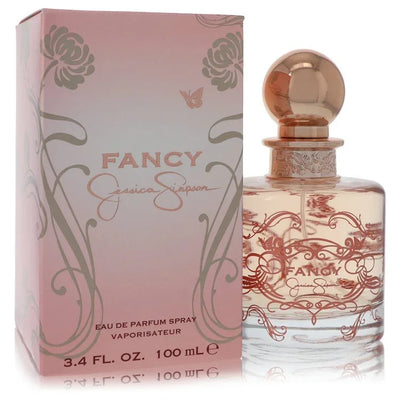 Fancy by Jessica Simpson Perfume bottle — floral oriental fragrance for women with pear, gardenia, jasmine, vanilla cream, sandalwood, and amber