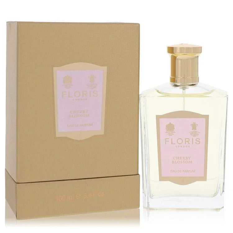 Floris Cherry Blossom perfume bottle and packaging on a white background