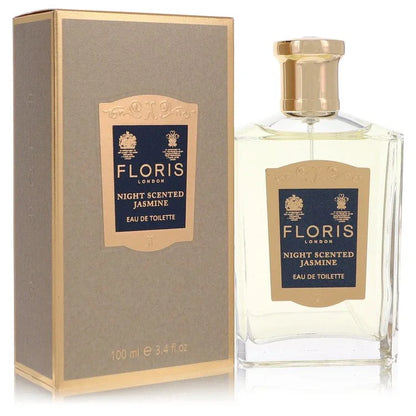 Floris London Night Scented Jasmine perfume bottle and packaging on a white background