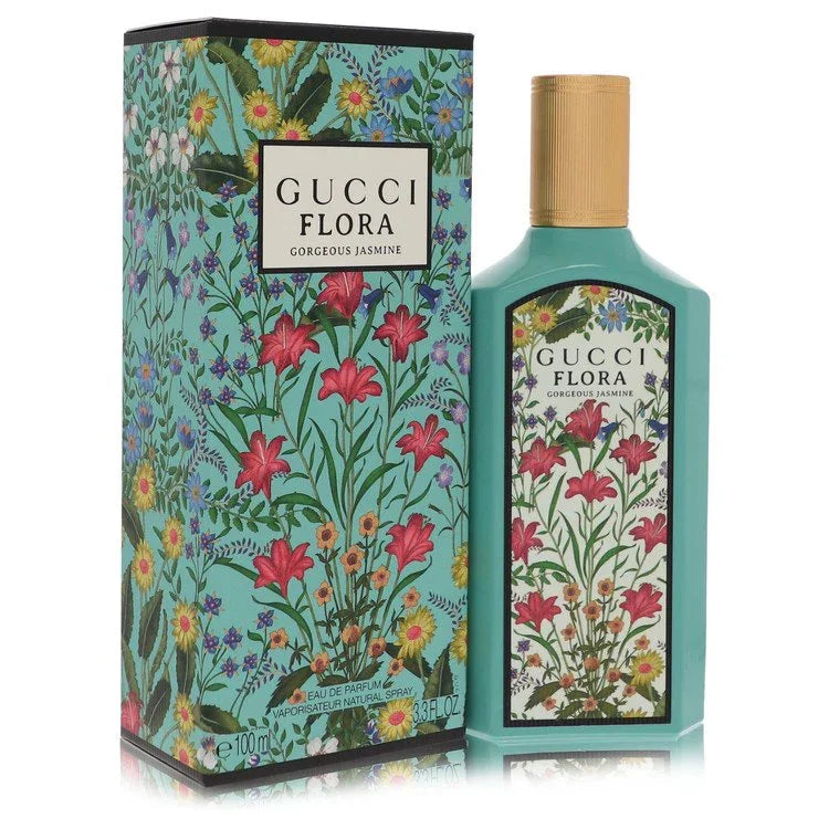 Gucci Flora Gorgeous Jasmine Perfume bottle — Floral Fruity women fragrance with pear, mandarin orange, jasmine sambac, jasmine grandiflorum, brown sugar, and musk