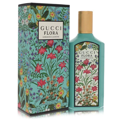 Gucci Flora Gorgeous Jasmine Perfume bottle — Floral Fruity women fragrance with pear, mandarin orange, jasmine sambac, jasmine grandiflorum, brown sugar, and musk
