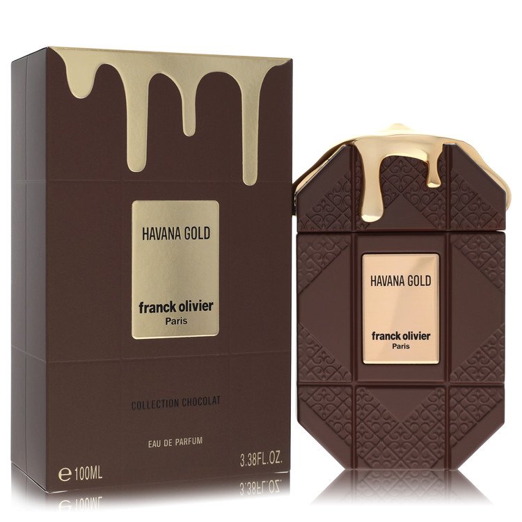 Franck Olivier Havana Gold bottle - boozy gourmand perfume with orange, rum, cinnamon, chocolate, vanilla and tonka bean