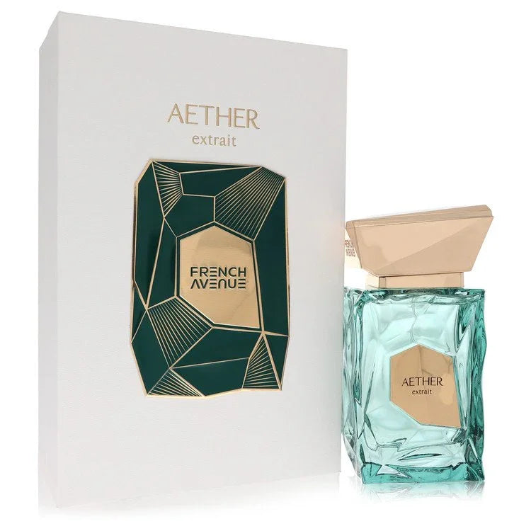 Aether extrait perfume bottle and packaging on a white background