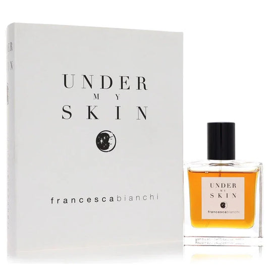 Perfume bottle and packaging of 'Under My Skin' by Francesca Bianchi on a white background