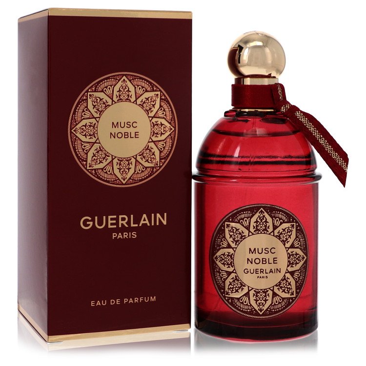 Guerlain Musc Noble Eau de Parfum bottle — luxury women's floral musky fragrance featuring refreshing notes of white musk, aldehydes, and refined iris concrete
