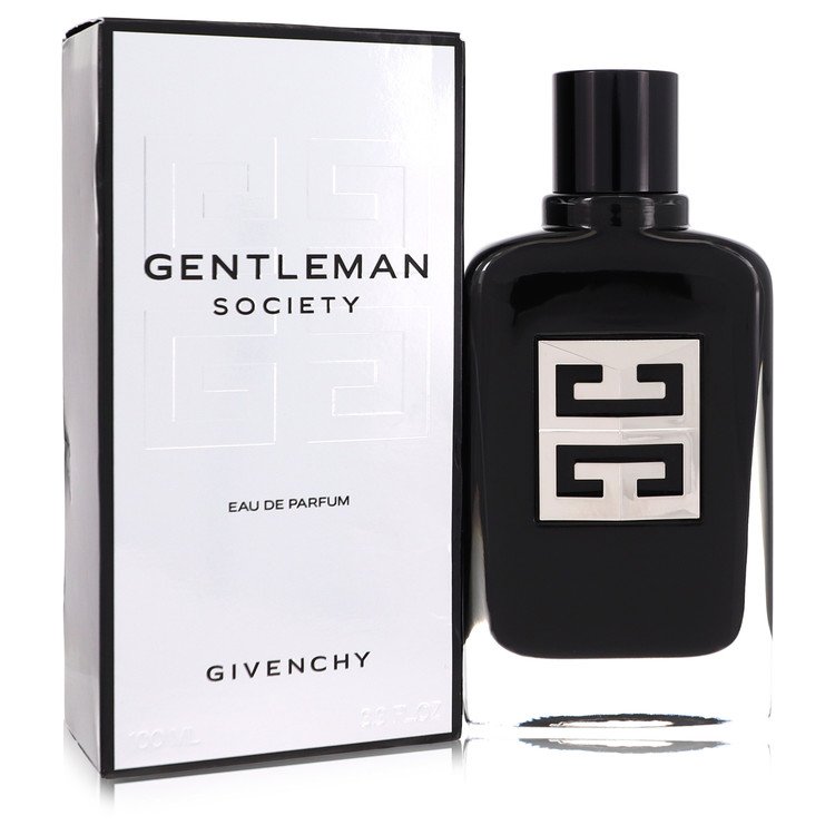 Black Givenchy perfume bottle and packaging on a white background