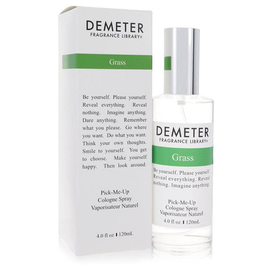 Demeter Grass cologne spray bottle and packaging on a white background