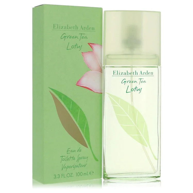 Elizabeth Arden Green Tea Lotus perfume bottle and packaging on a white background