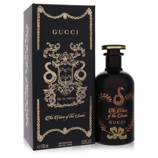 Gucci The Voice of the Snake Perfume bottle — woody spicy unisex fragrance with agarwood oud, saffron, and patchouli by Alberto Morillas from The Alchemist's Garden collection
