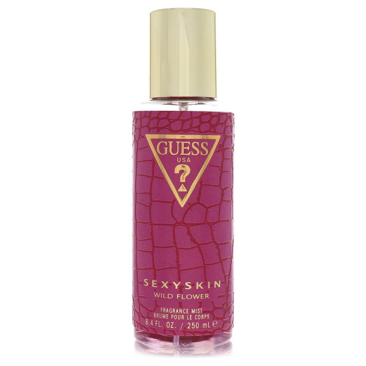 Guess Sexy Skin Wild Flower Body Mist bottle - Women's floral earthy fragrance mist with green apple, tangerine, wild flower, jasmine, rose, patchouli, musk, and amber