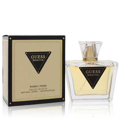 Guess Seductive Perfume bottle — floral fruity women’s Eau de Toilette with pear, bergamot, black currant, jasmine, orange blossom, orris root, vanilla, olibanum, and cashmere wood