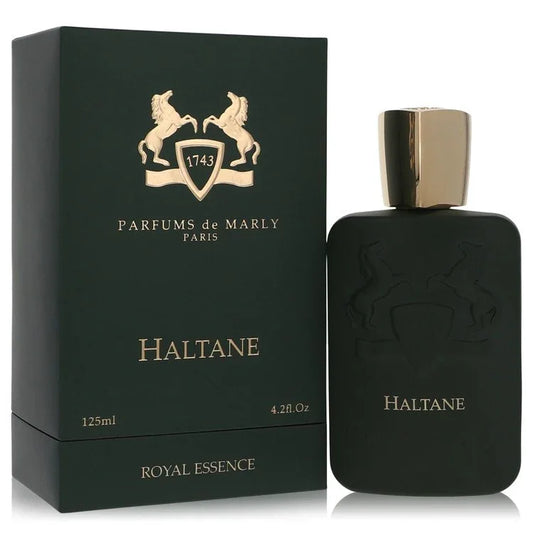 Haltane perfume bottle and packaging by Parfums de Marly on a white background