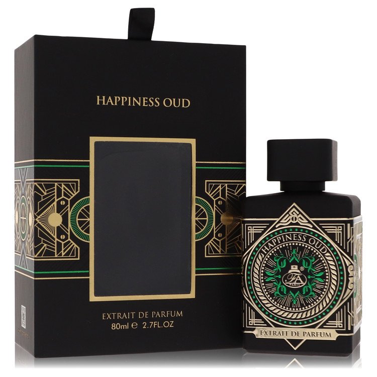 Fragrance World Happiness Oud Eau de Parfum bottle - unisex woody spicy oriental fragrance with bergamot, ginger, oud, and licorice