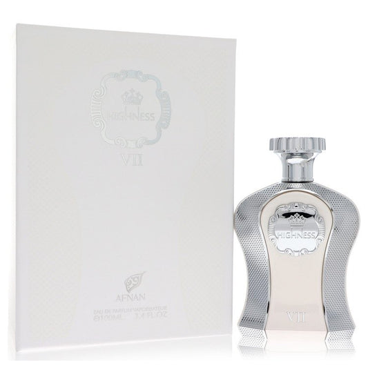 Afnan His Highness White VII Cologne bottle — luxury men's woody oriental spicy fragrance featuring intense notes of bergamot, rose, and warm sandalwood
