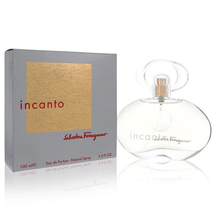 Salvatore Ferragamo Incanto perfume bottle and packaging on a white background