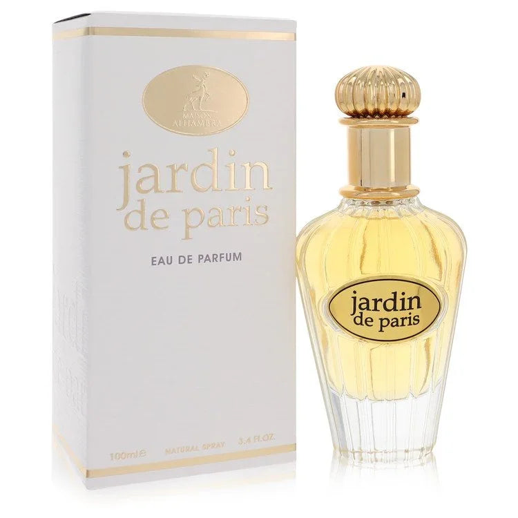 Jardin de Paris perfume bottle and packaging on a white background