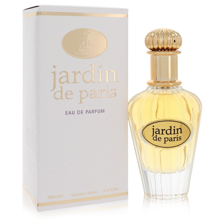 Jardin de Paris perfume bottle and packaging on a white background