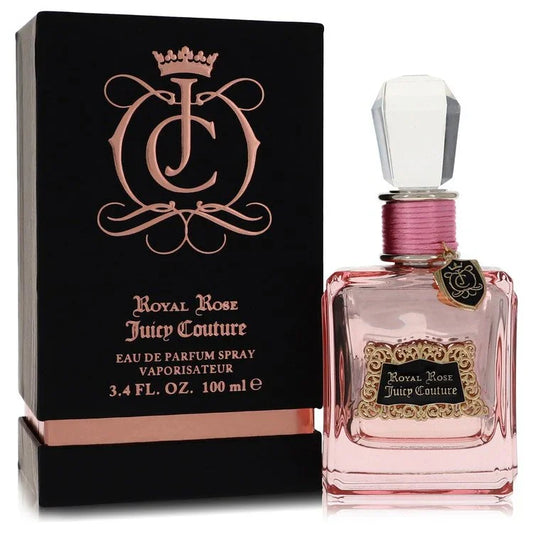 Juicy Couture Royal Rose perfume bottle and packaging on a white background