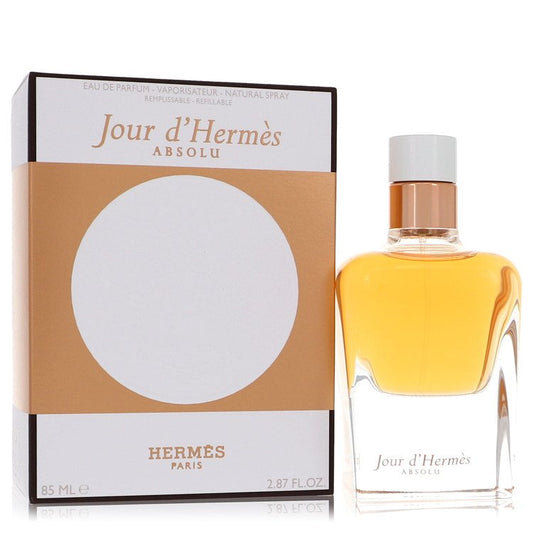2.87 oz Hermes Jour D'Hermes Absolu Perfume bottle with gardenia, sambac jasmine, apricot blossom and oakmoss
