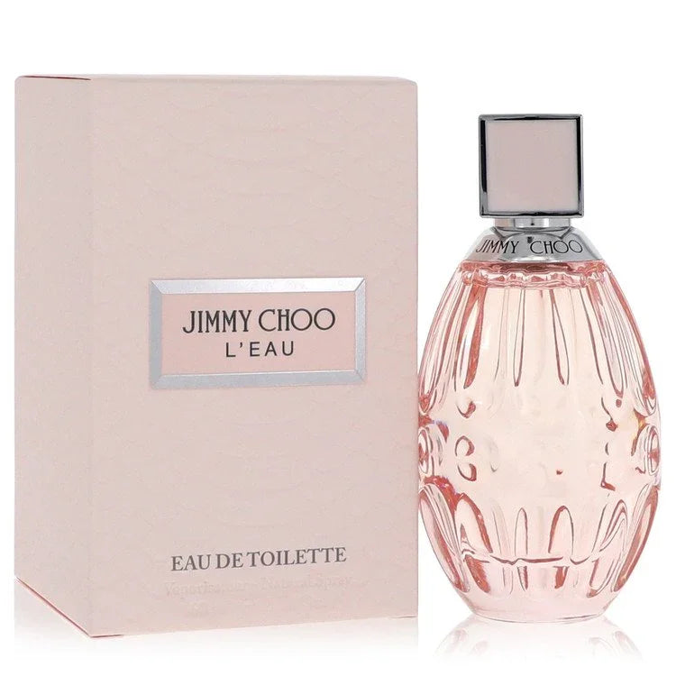 Jimmy Choo L'Eau perfume bottle and packaging on a white background