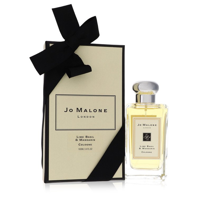 Jo Malone Lime Basil & Mandarin Cologne bottle — fresh citrus aromatic cologne with lime, mandarin, basil, white thyme, amber, and musk notes.
