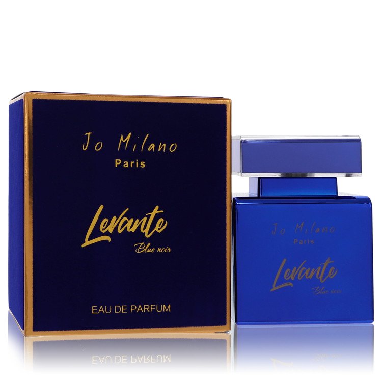 Jo Milano Levante Blue Noir Eau de Parfum bottle - men's woody spicy cologne with bergamot, lavender, cardamom, and cedarwood