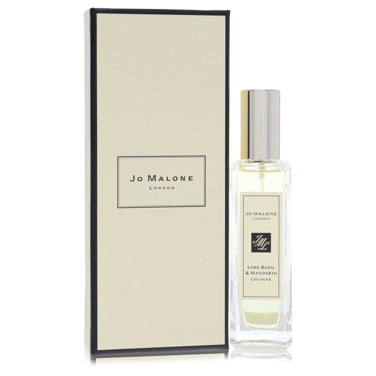 Jo Malone Lime Basil & Mandarin Cologne bottle — fresh citrus aromatic cologne with lime, mandarin, basil, white thyme, amber, and musk notes.