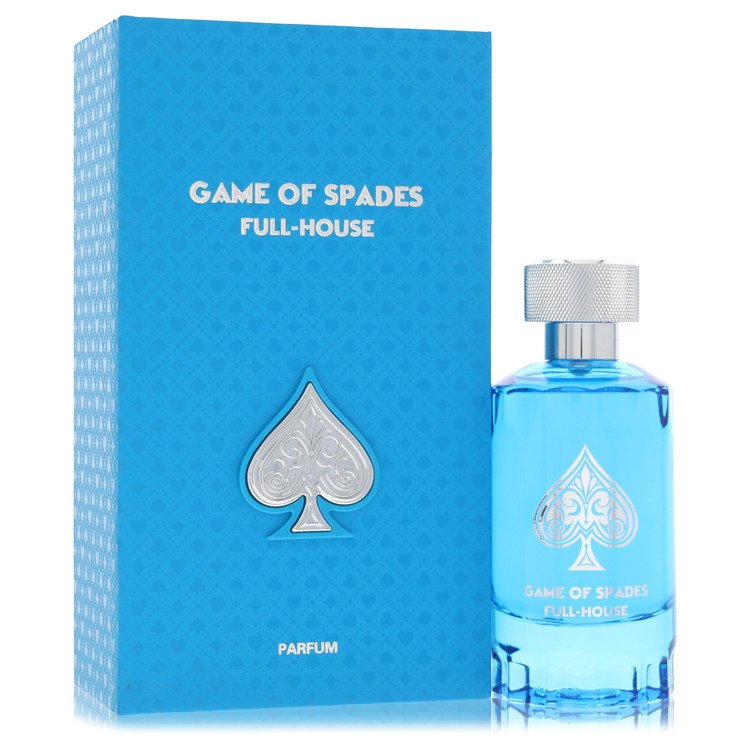 Jo Milano Game of Spades Full House Parfum bottle with Sicilian citrus, ginger, black tea, incense, ambroxan and guaiac wood