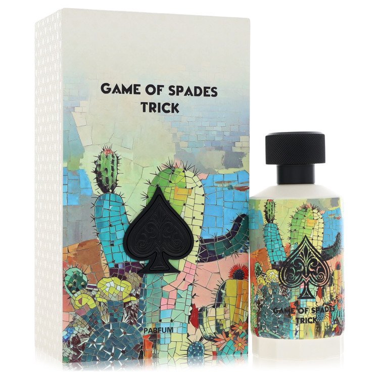 Jo Milano Game of Spades Trick Parfum bottle with Calabrian bergamot, lemongrass, geranium, mate tea, incense and white musk