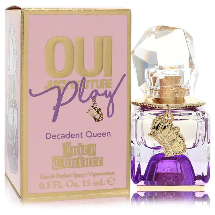  Oui Play Decadent Queen Perfume bottle, fruity floral amber fragrance with cherry, pink peppercorn, white cyclamen, sugared plum, pink honeysuckle, pink peony, vanilla bean, solar amber, and velvet woods 