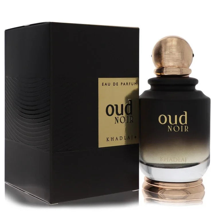 Oud Noir perfume bottle and packaging on a white background
