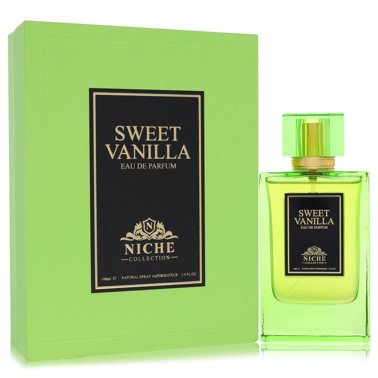 Khalis Sweet Vanilla Niche Collection Eau de Parfum bottle - Middle Eastern gourmand oriental fragrance with bergamot, lemon, aldehydes, floral notes, vanilla, amber, and patchouli